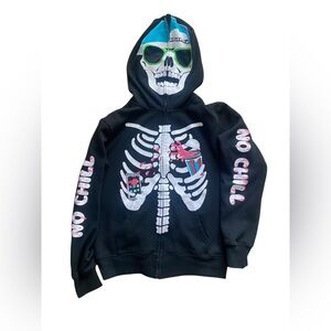 Peepin & Creepin Full Zip Skeleton Hoodie L